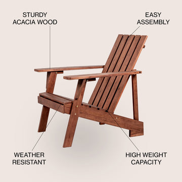 Irving Outdoor Patio Modern Acacia Wood Adirondack Chair